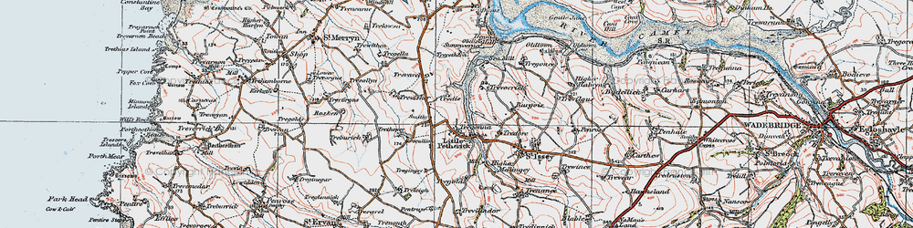 Old map of Little Petherick in 1919