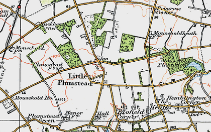 Old map of Little Plumstead in 1922