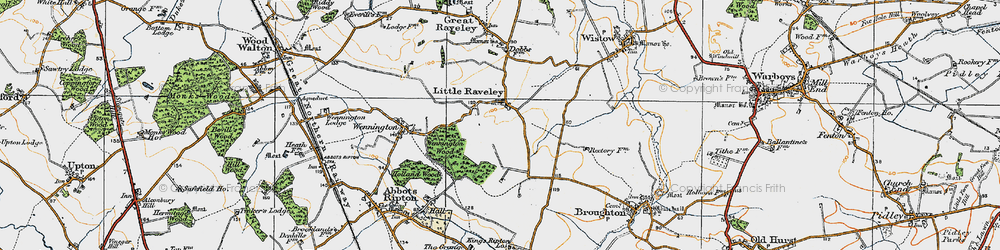 Old map of Little Raveley in 1920