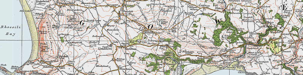 Old map of Little Reynoldston in 1923