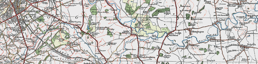 Old map of Little Ribston in 1925