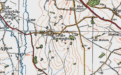 Old map of Little Rissington in 1919