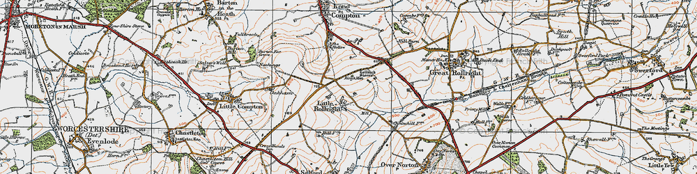 Old map of Little Rollright in 1919