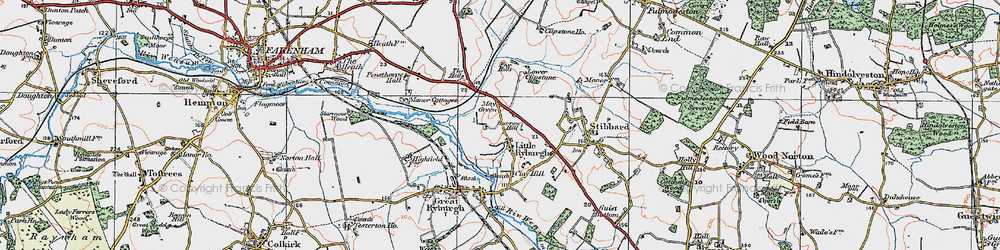 Old map of Little Ryburgh in 1921