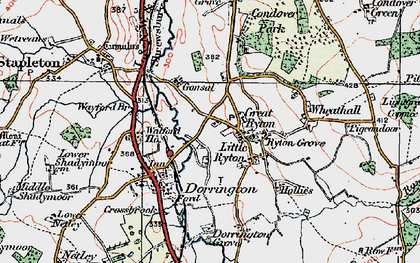 Old map of Little Ryton in 1921