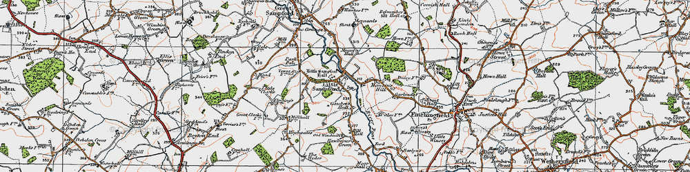 Old map of Little Sampford in 1919