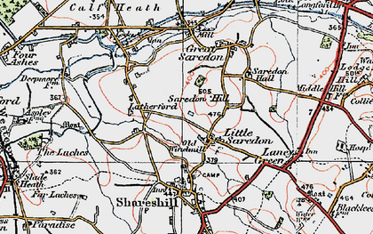 Old map of Little Saredon in 1921