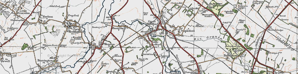 Old map of Little Shelford in 1920