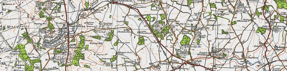 Old map of Little Shoddesden in 1919