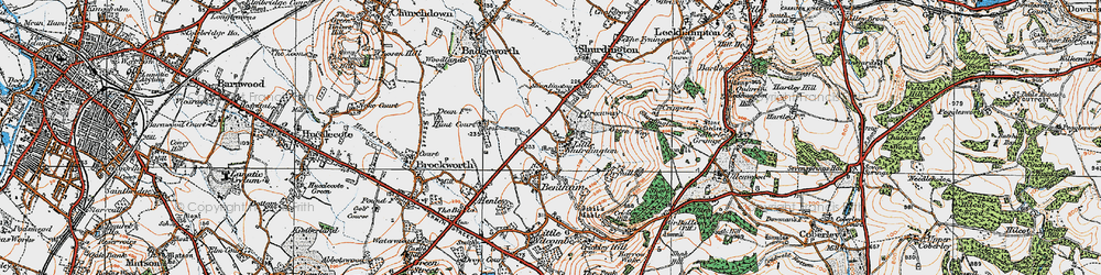 Old map of Little Shurdington in 1919