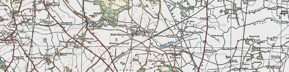 Old map of Little Smeaton in 1924