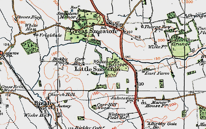 Old map of Little Smeaton in 1925