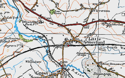 Old map of Little Somerford in 1919