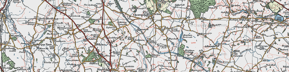 Old map of Little Soudley in 1921