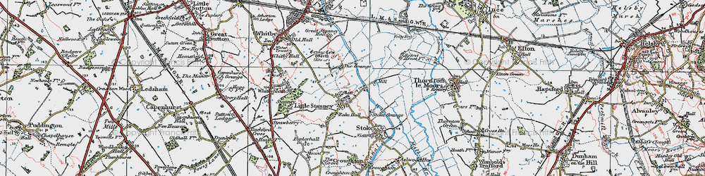 Old map of Little Stanney in 1924