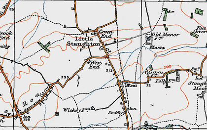 Old map of Little Staughton in 1919