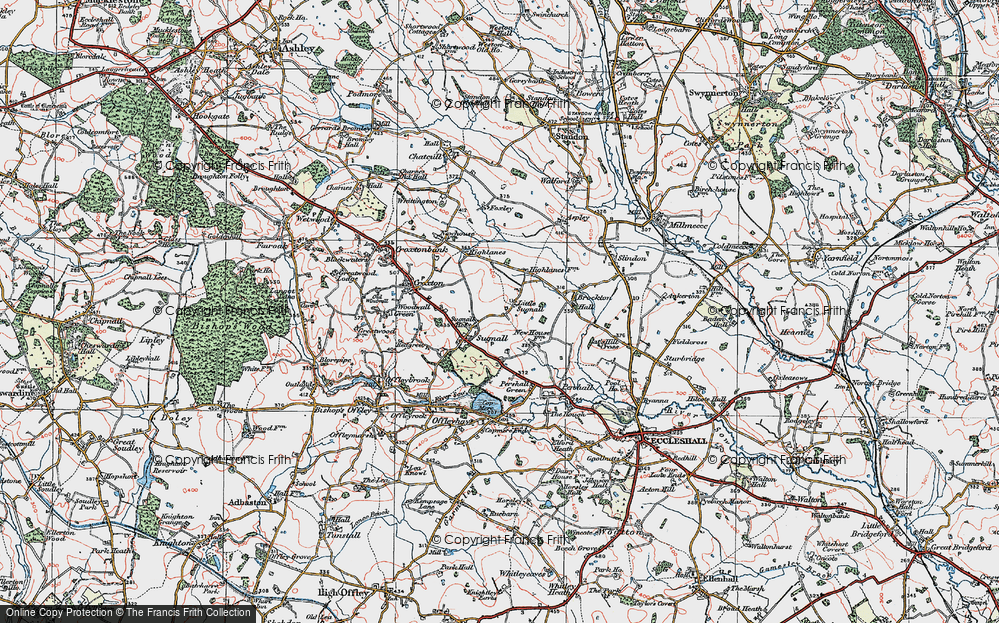 Old Map of Little Sugnall, 1921 in 1921