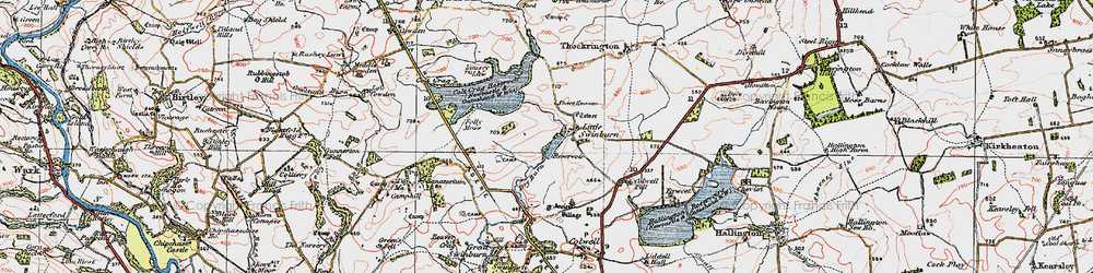 Old map of Little Swinburne in 1925