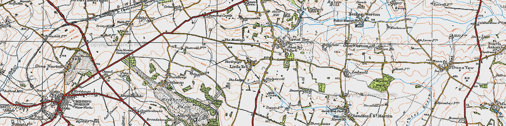 Old map of Little Tew in 1919