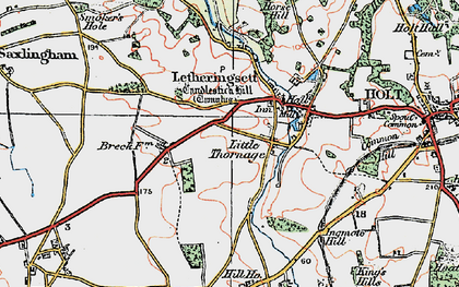 Old map of Little Thornage in 1921
