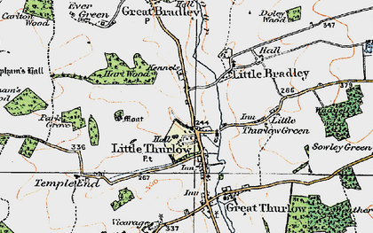 Old map of Little Thurlow in 1920