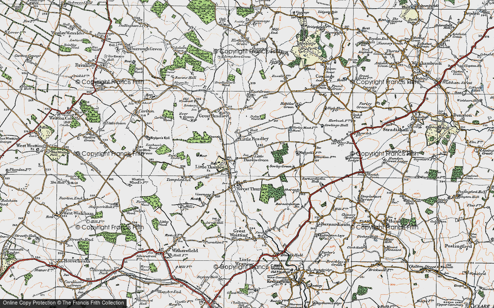 Old Map of Little Thurlow Green, 1920 in 1920