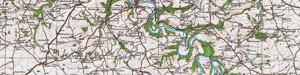 Old map of Little Torrington in 1919