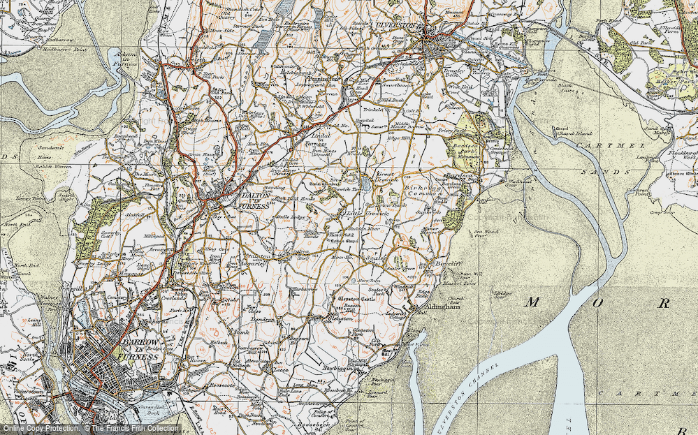 Old Map of Historic Map covering Bolton Heads in 1924