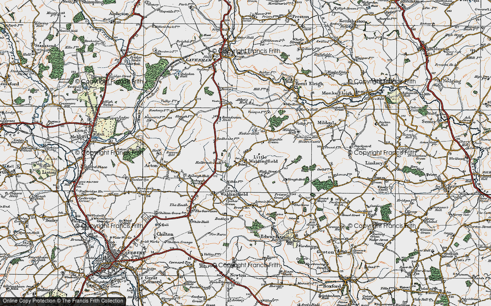 Old Map of Little Waldingfield, 1921 in 1921