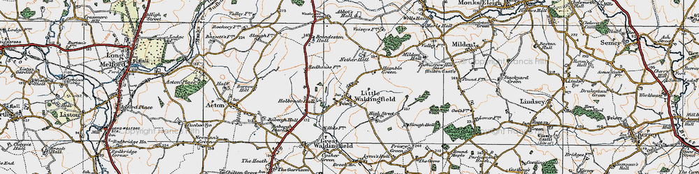 Old map of Little Waldingfield in 1921