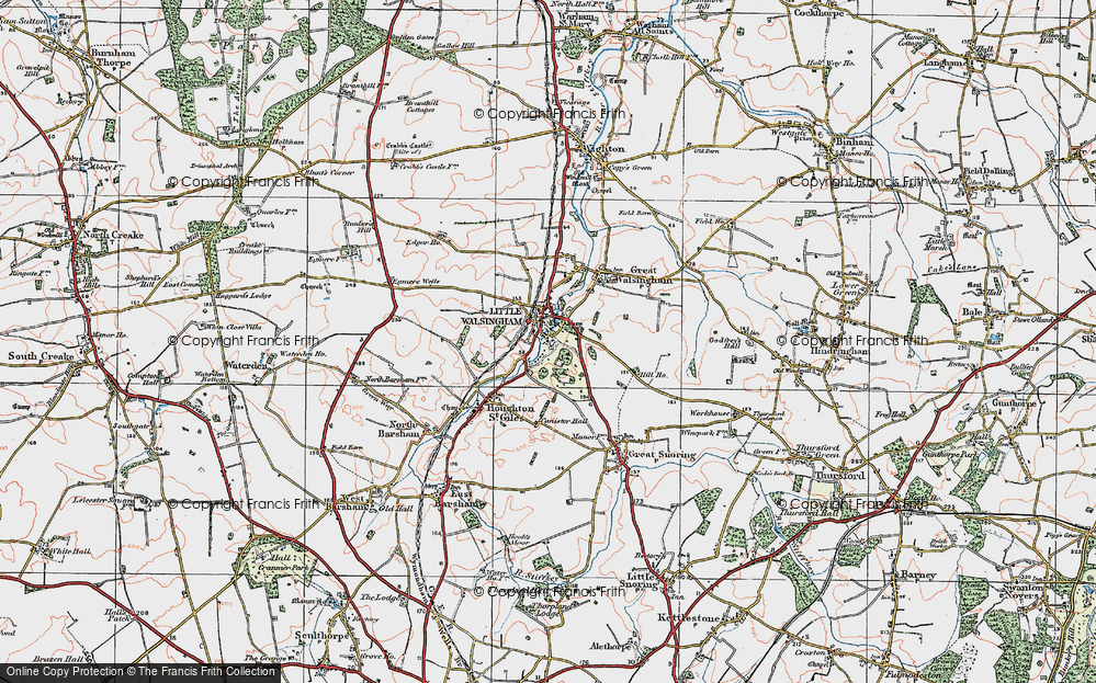 Old Map of Little Walsingham, 1921 in 1921