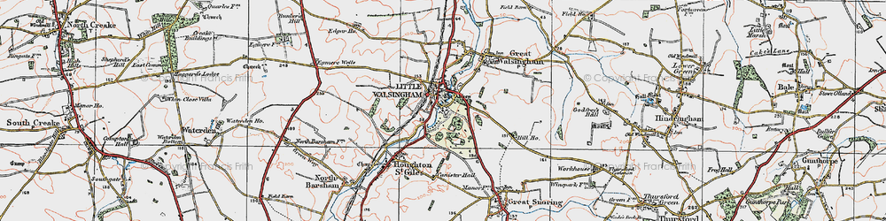 Old map of Little Walsingham in 1921