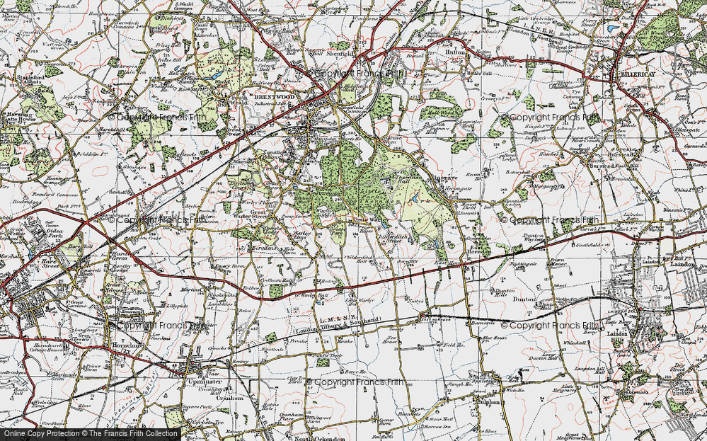 Old Map of Little Warley, 1920 in 1920