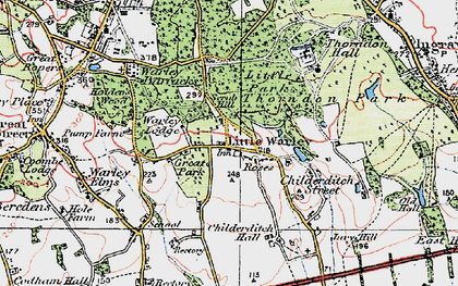 Old map of Little Warley in 1920
