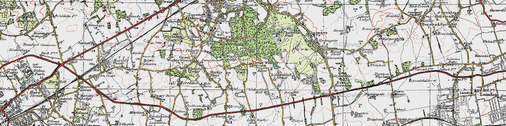 Old map of Little Warley in 1920