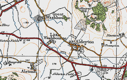 Old map of Little Washbourne in 1919
