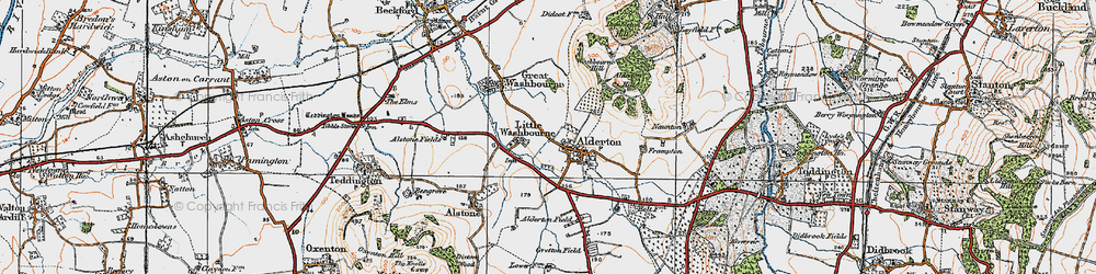 Old map of Little Washbourne in 1919