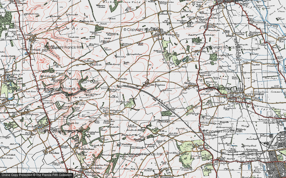 Old Map of Little Weighton, 1924 in 1924