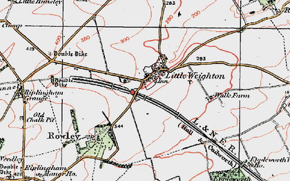 Old map of Little Weighton in 1924