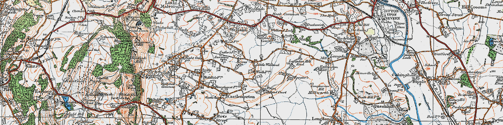 Old map of Little Welland in 1920