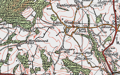 Old map of Little Wenlock in 1921