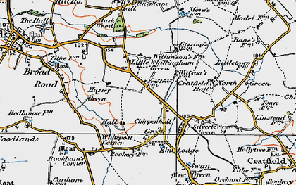 Old map of Little Whittingham Green in 1921