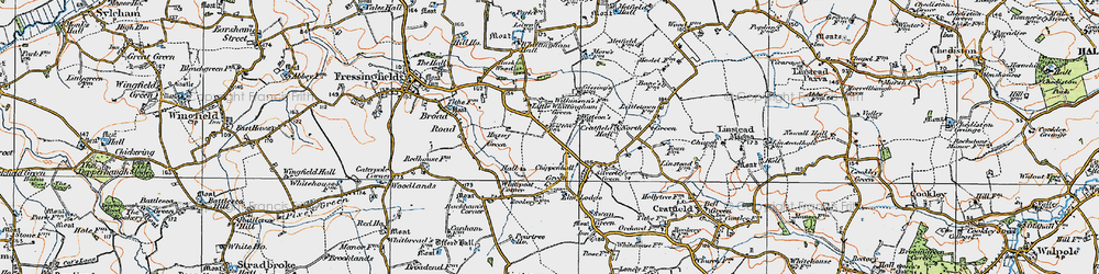 Old map of Little Whittingham Green in 1921