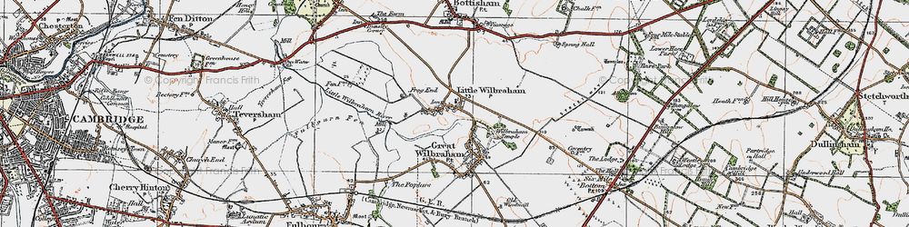 Old map of Little Wilbraham in 1920