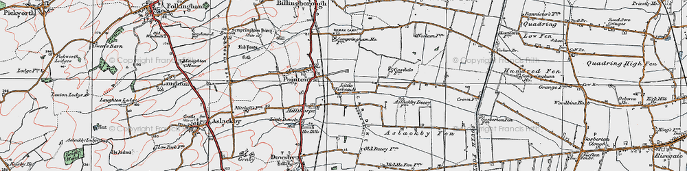 Old map of Aslackby Fen in 1922
