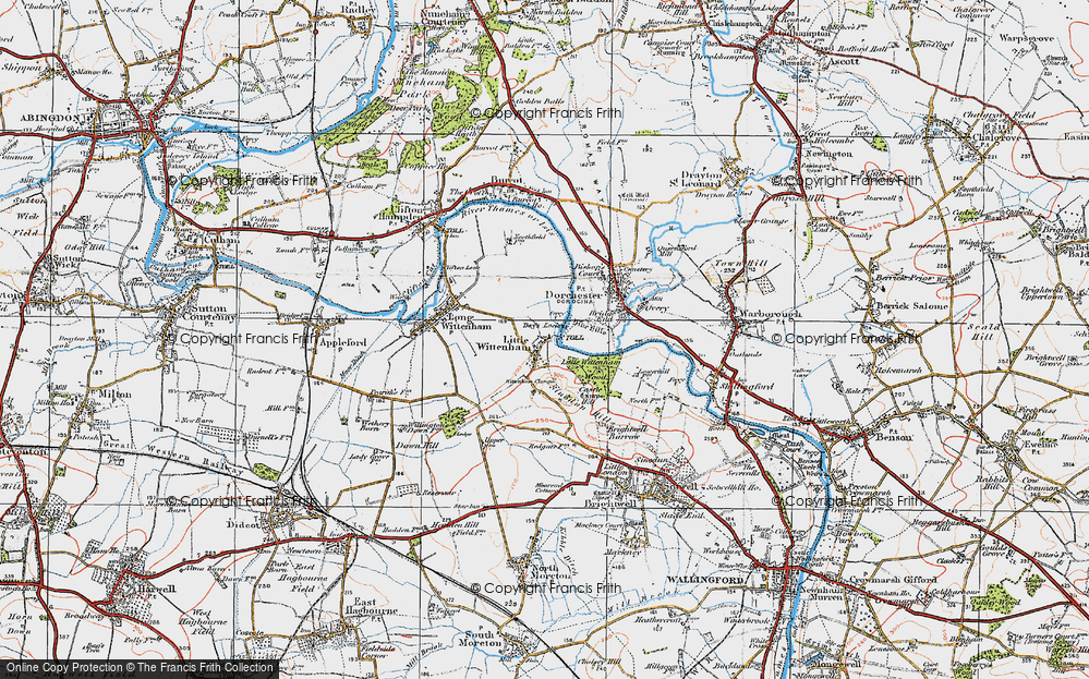 Old Map of Historic Map covering Wittenham Clumps in 1919
