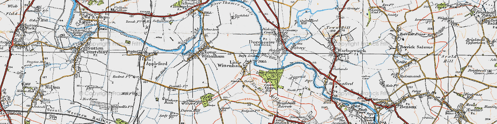 Old map of Wittenham Clumps in 1919