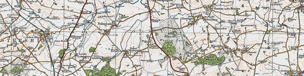 Old map of Wolford Fields in 1919