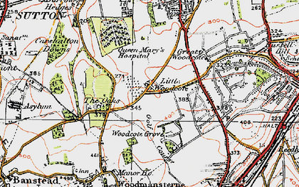 Old map of Little Woodcote in 1920
