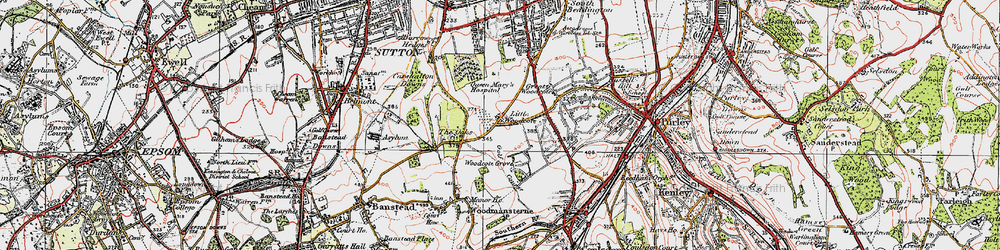 Old map of Little Woodcote in 1920